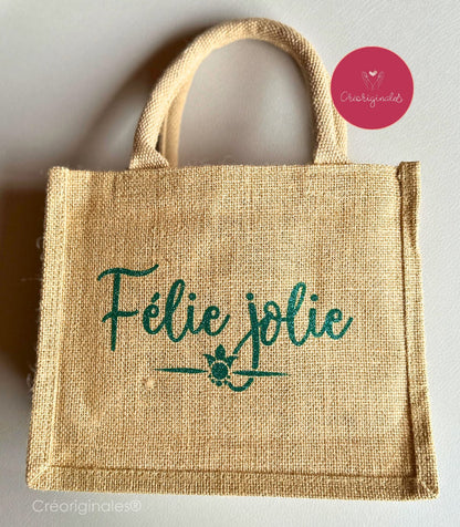 Mini sac en toile de jute naturel