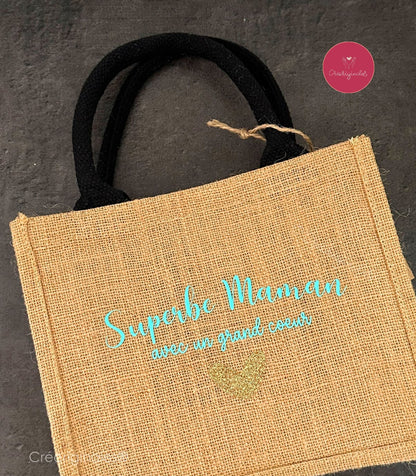 Mini sac en toile de jute naturel