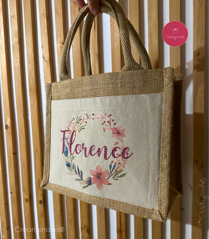 Mini sac en toile de jute naturel