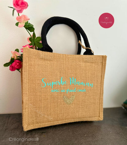 Mini sac en toile de jute naturel