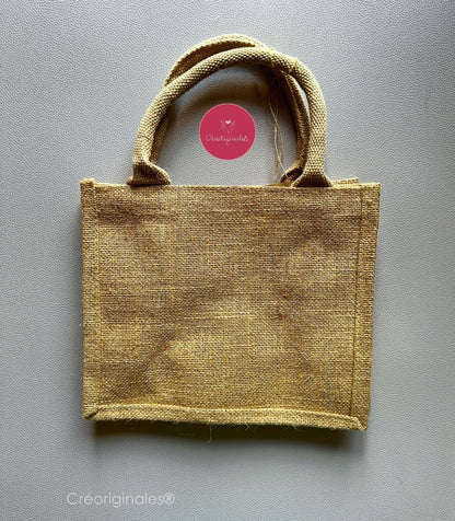 Mini sac en toile de jute naturel