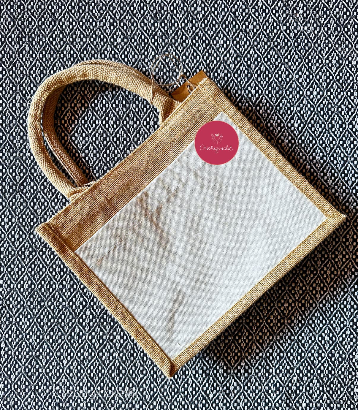 Mini sac en toile de jute naturel